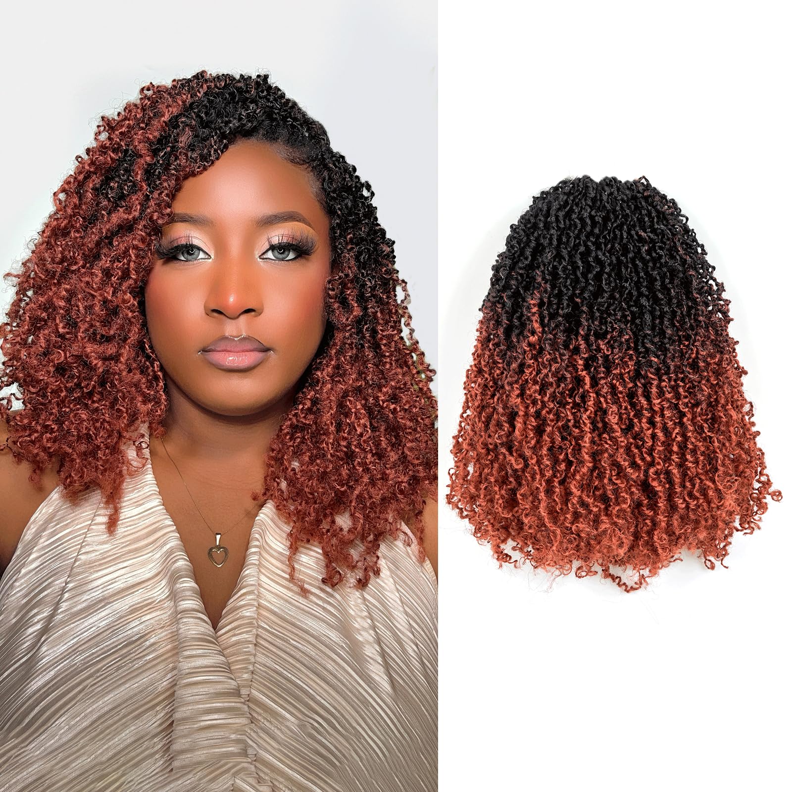 GIX Yanky Twist Crochet Hair - 10 Inch (30 Strands/Pcs) Ombre Ginger Pre-twisted Fluffy Spring Mini Twist Short Bob Passion Twist, Crochet Braids Braiding Hair (10 Inch, OT350-8P)