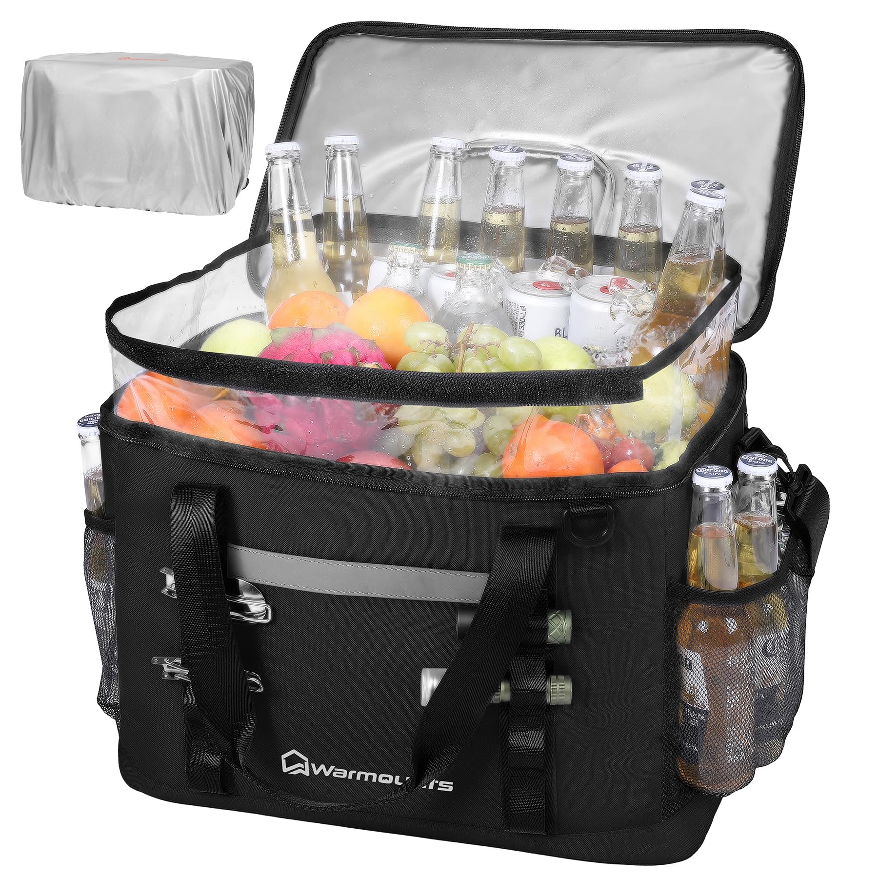 WARMOUNTS Insulated Cooler Bag 48/75 Cans, Soft Sided Portable Lunch Bag Coolers w/Zippered Top, Leak Proof PVC Interlayer, 5-Layer Insulation Large