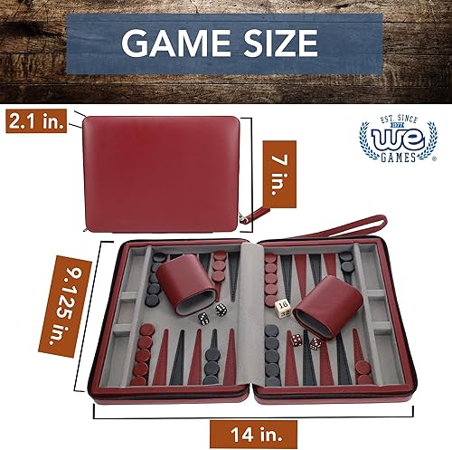 Miniatura 14 de WE Games Juego de backgammon, juegos de mesa para adultos, juegos de viaje, negro con rayas grises, tablero magnético de backgammon de cuero Negro