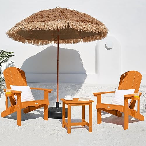 Miniatura 2 de Y&M Silla Adirondack, sillas para hoguera color naranja, sillas de patio al aire libre con soporte para tazas, resistentes a la intemperie, sillas