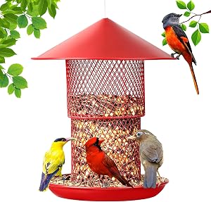 Bird Feeders for Outside Squirrel Proof. Cardinal Bird Feeder. Metal Squirrel Proof Bird Feeders. Wild Bird Feeder Hanging for Garden Yard Outside Decoration - 3.5 Lb