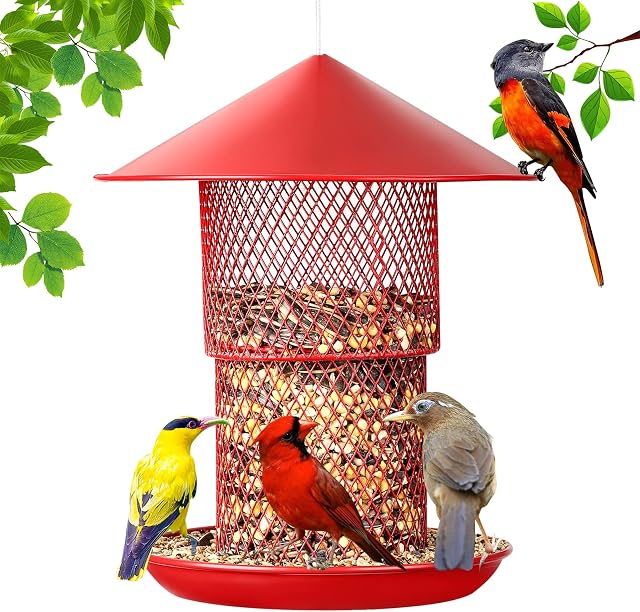 Bird Feeders for Outside Squirrel Proof. Cardinal Bird Feeder. Metal Squirrel Proof Bird Feeders. Wild Bird Feeder Hanging for Garden Yard Outside Decoration - 3.5 Lb