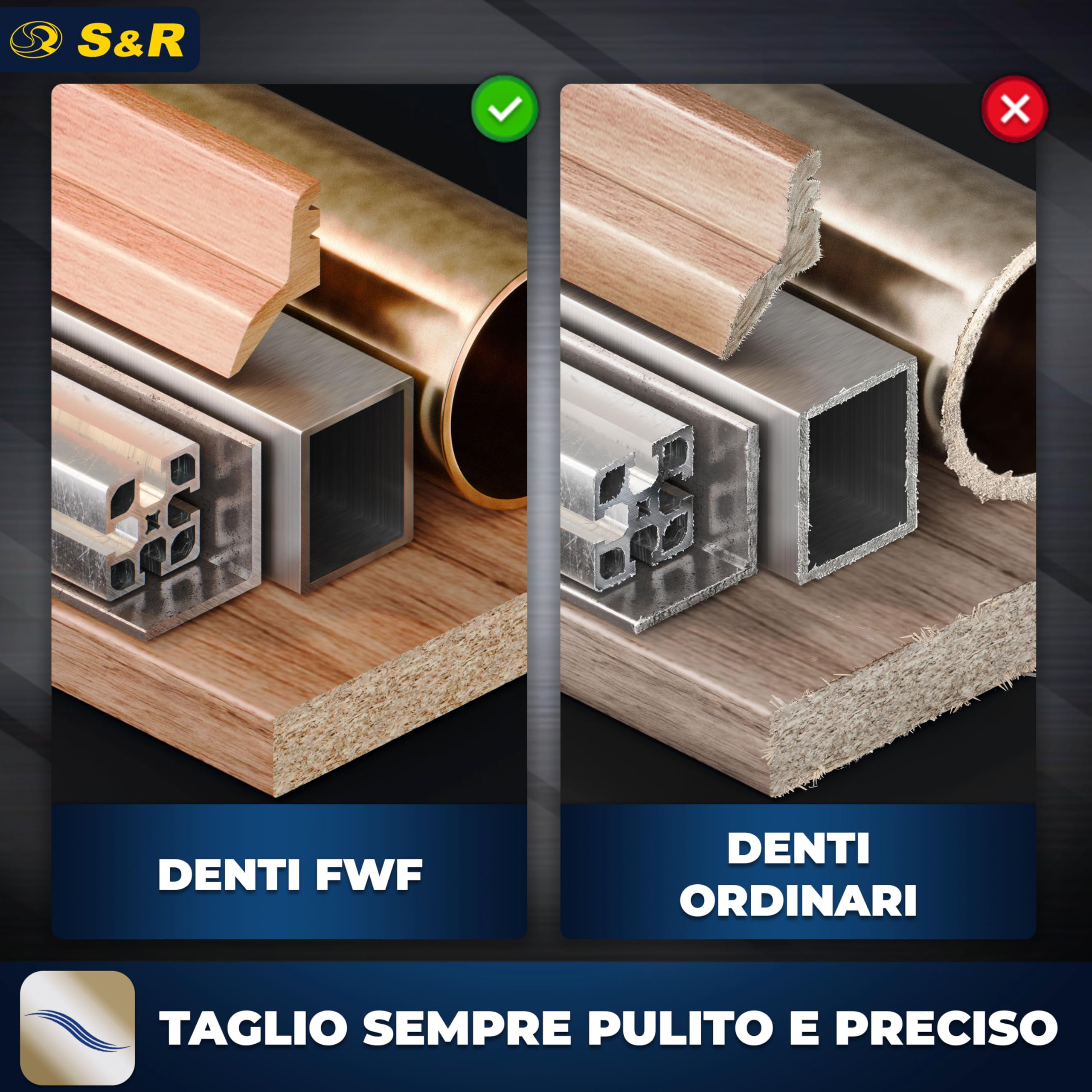 S&R Lama per Sega Circolare 305 x 30 mm 100 Denti FWF - Disco da Taglio per Metallo Alluminio Profili di Acciaio Legno - Lama Compatibile con Sega Circolare da Tavolo Bosch Makita Einhell Ryobi