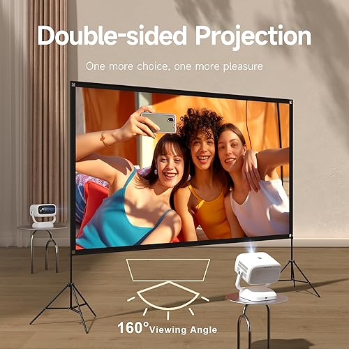 Miniatura 5 de Pantalla de proyector de 120 pulgadas con soportes de trípode duales, pantalla de proyector portátil para exteriores 169 4K HD, plegable,