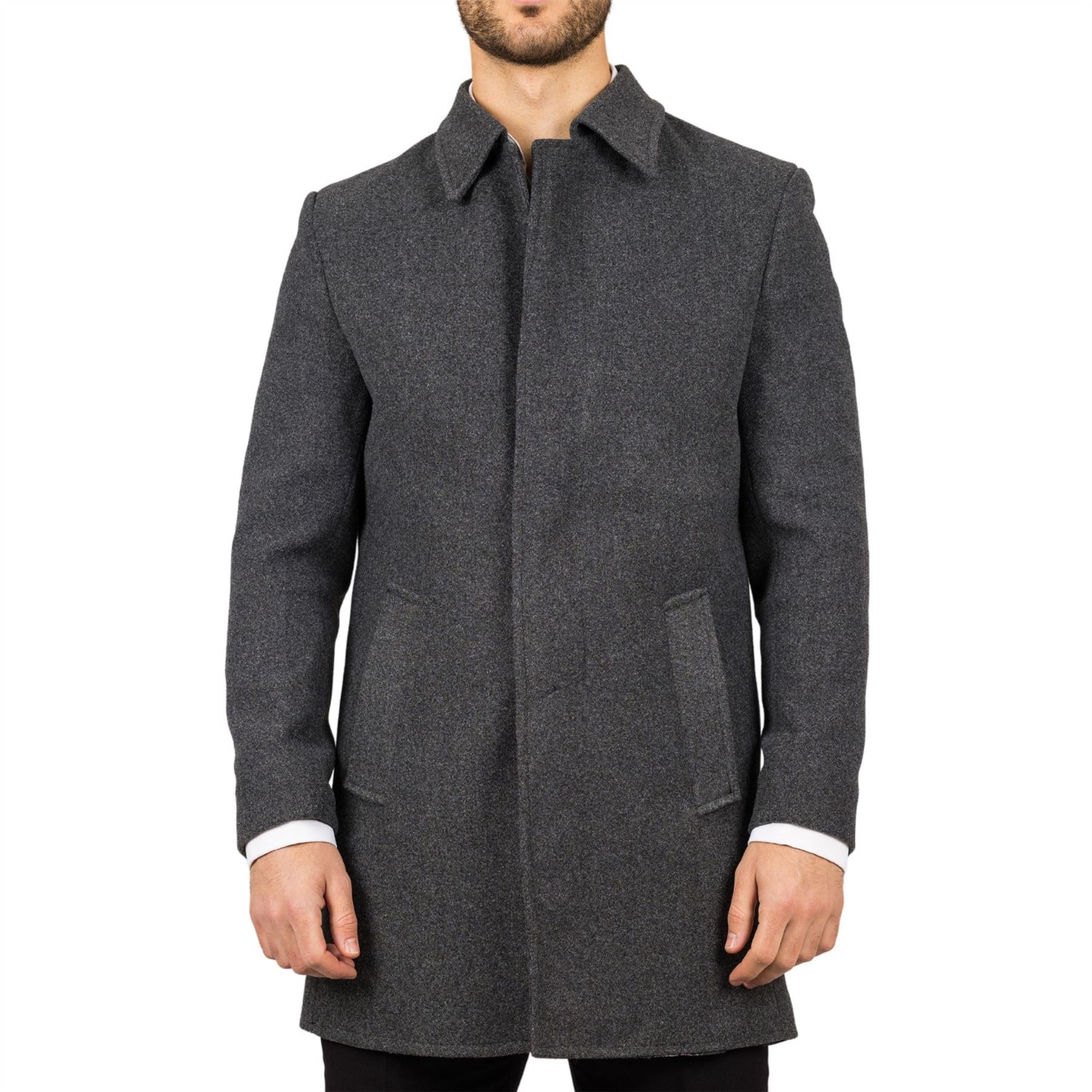 TruClothing Men's Wool Blend Overcoat Grey 4XL