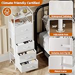 Somdot Dressing blanc pour chambre, Dresser haut avec 5 Tiroirs et tiroirs de tissus 2-Tier Étagère, coffre de tiroirs, unité de stockage pour entrée, hall