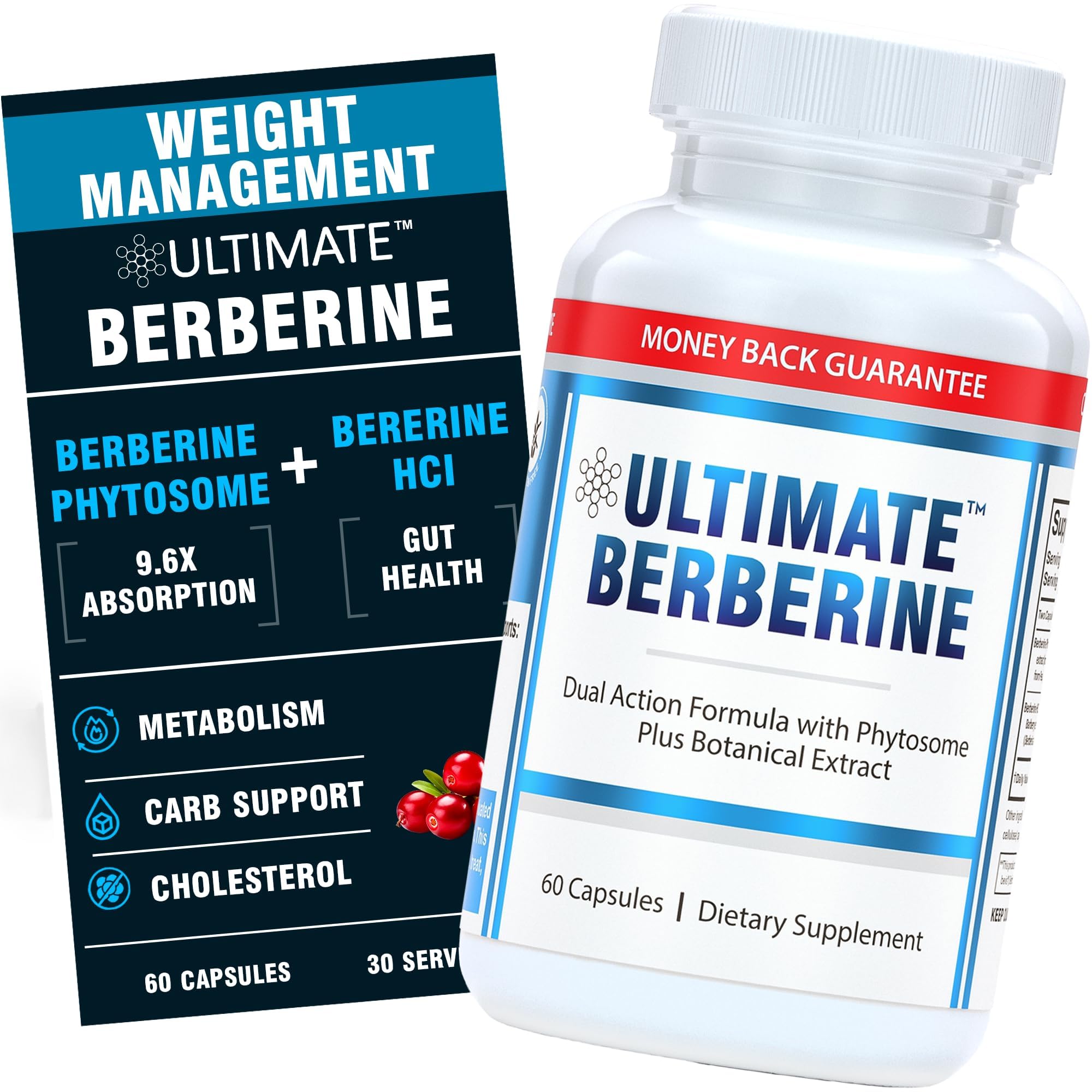 Berberine Phytosome for Metabolic Health, Appetite Control & Gut Health - 9.6X Absorption with Dual Action Formula - Immunity & Cholesterol Support - 1000mg Clinical Dose - Third Party Tested
