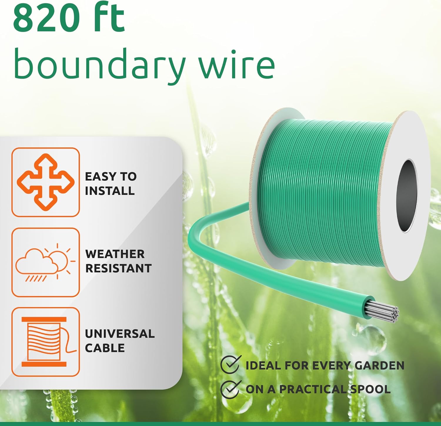 ECENCE Boundary Wire 820ft Compatible with All Robotic Lawnmower, Suitable for Husqvarna and Other Brands, Define and Guide Perimeter Wire Ø 0.13 Zoll (Inch) Conductor Cross-Section of 17AWG