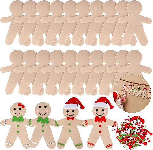 Skylety 260 piezas de fieltro DIY hombre de jengibre adornos de fieltro de Navidad hombre de jengibre formas combinación para decoraciones de fiesta