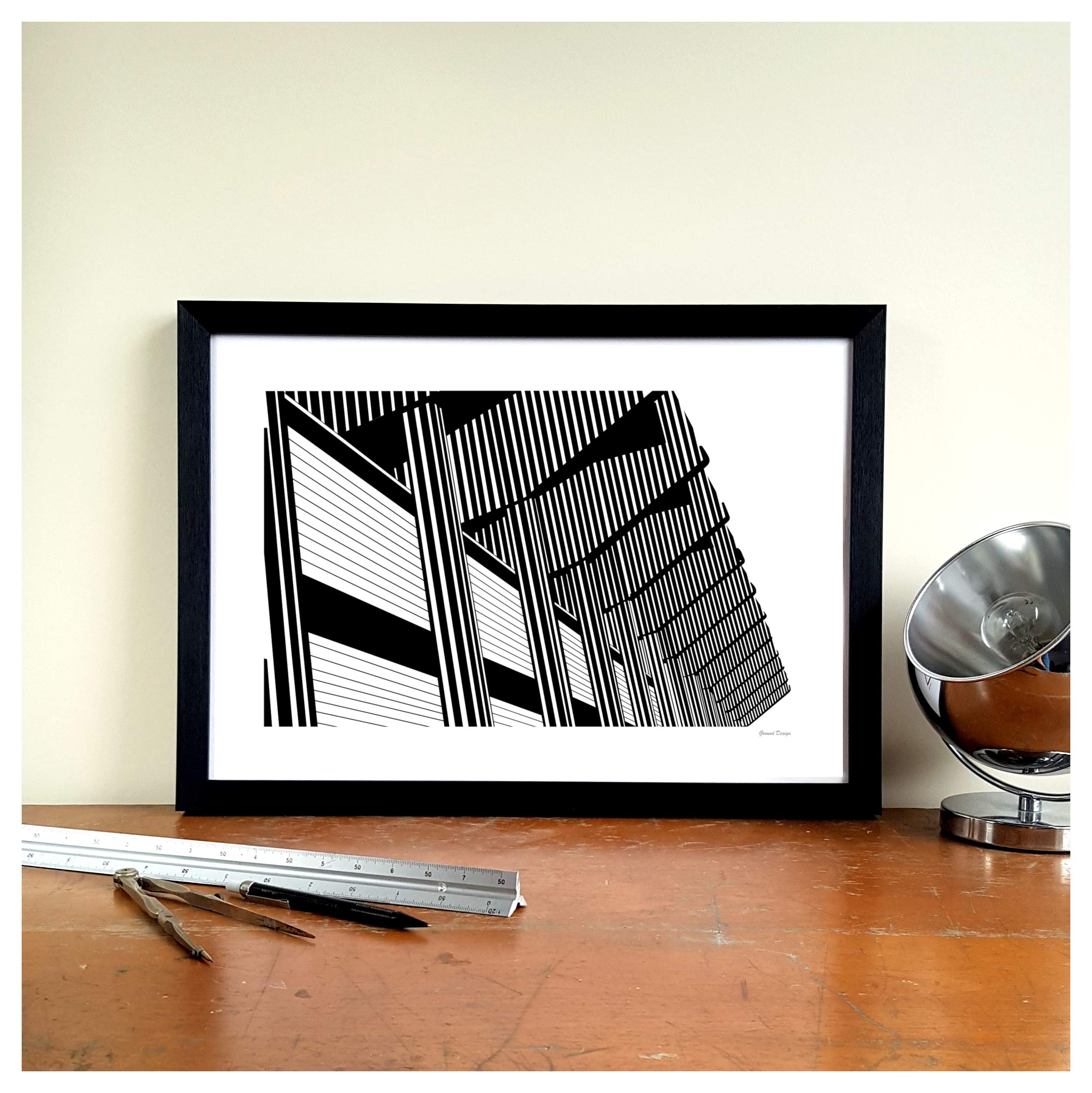 Grounddesigns Black And White Newcastle United Gift St James's Park Football Stadium Brutalist Art Print