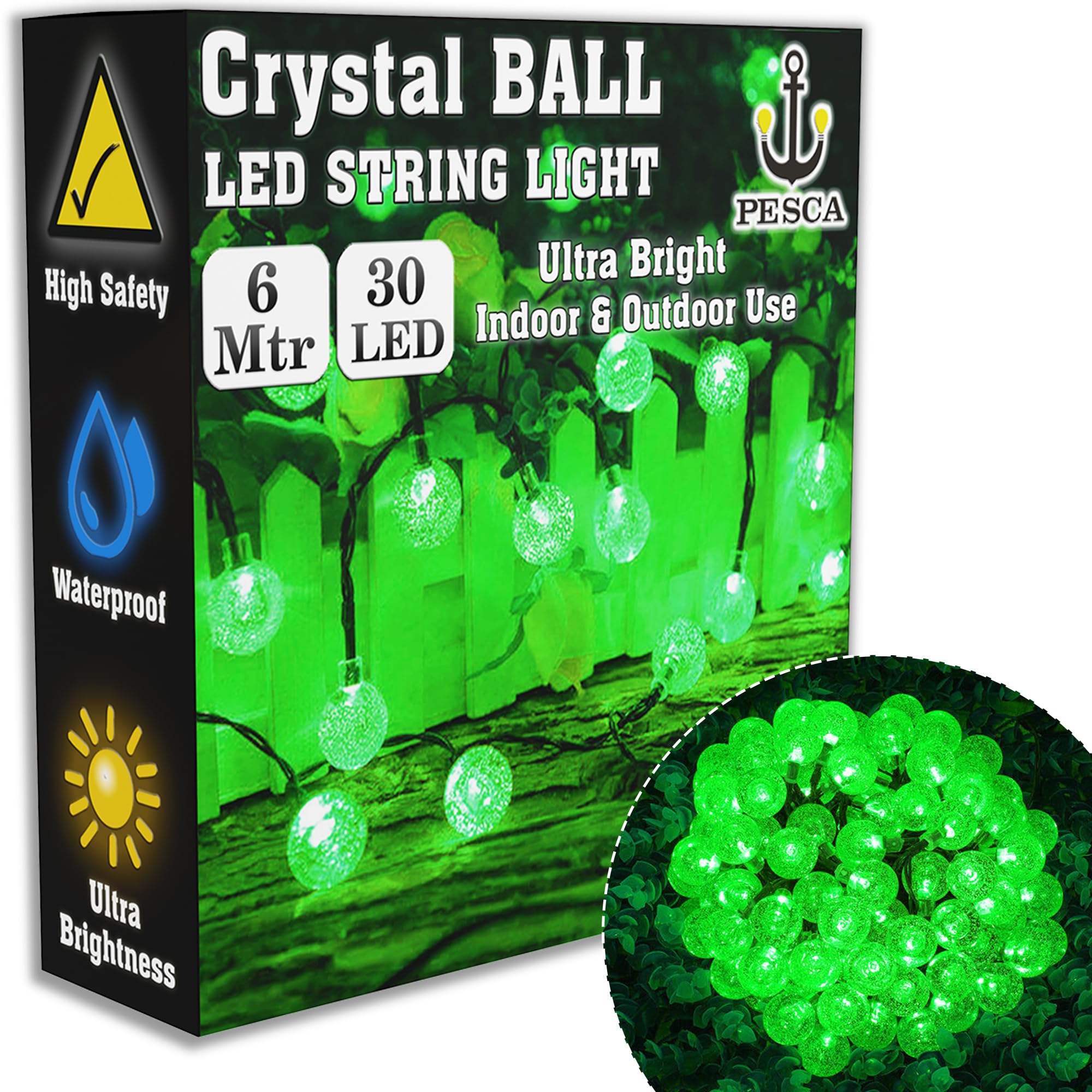 PESCA 30 Led Crystal Bubble Ball String Fairy Lights for Decortaion Diwali Christmas Xmas Light for Diwali Home Decorations Lighting (Green, 6 Meter) (B0DCVJZ7SD) Amazon Price History, Amazon Price Tracker