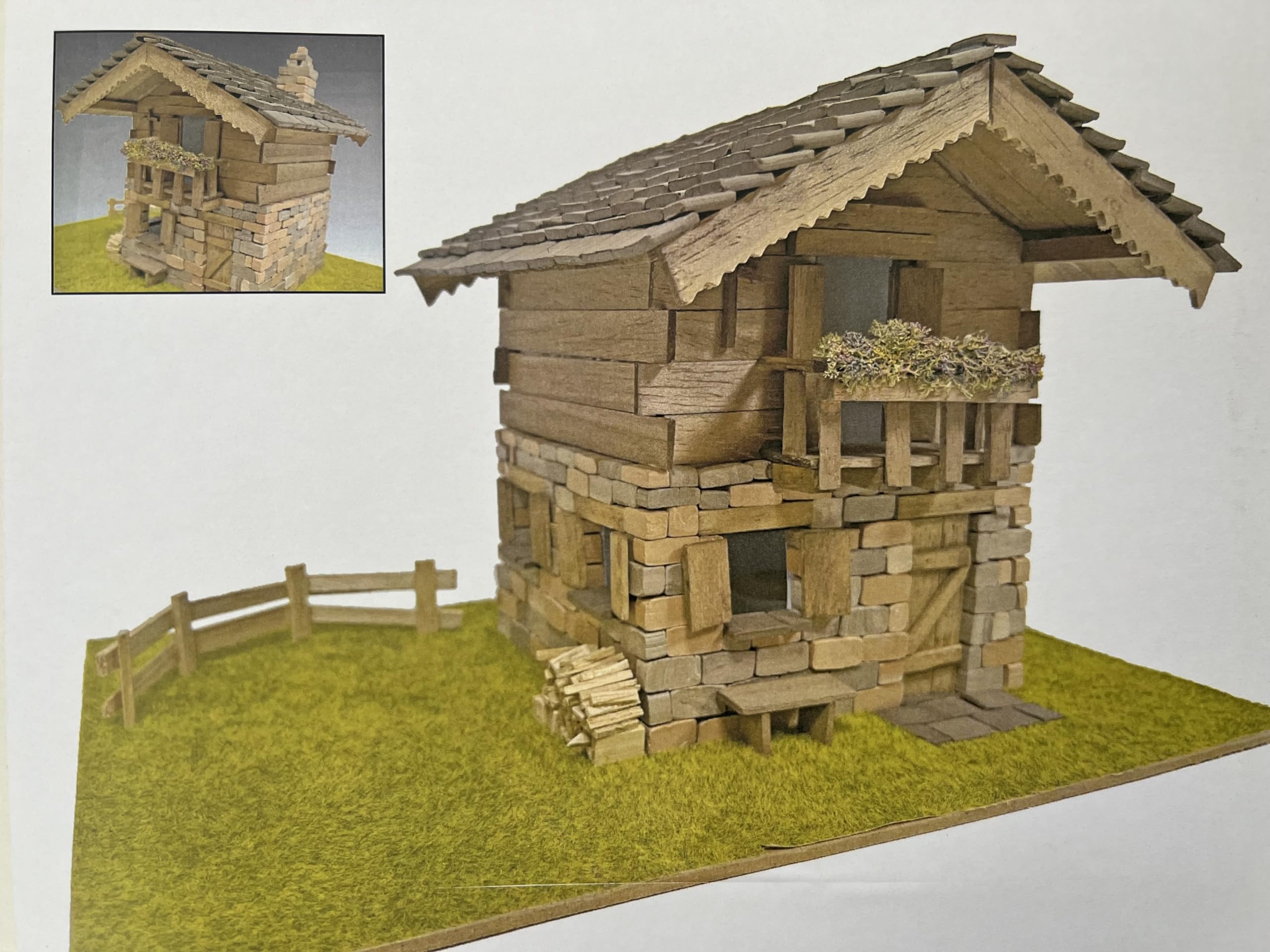 DOMUS KITS Casa Trentina 1:50 Scale Wooden and Brick Assembly Kit, brown, Small
