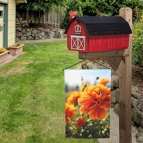 Miniatura 5 de Banderas de jardín para exteriores, flores de caléndula, flores de otoño, bandera de jardín de 12 x 18 pulgadas, bandera de bienvenida de temporada