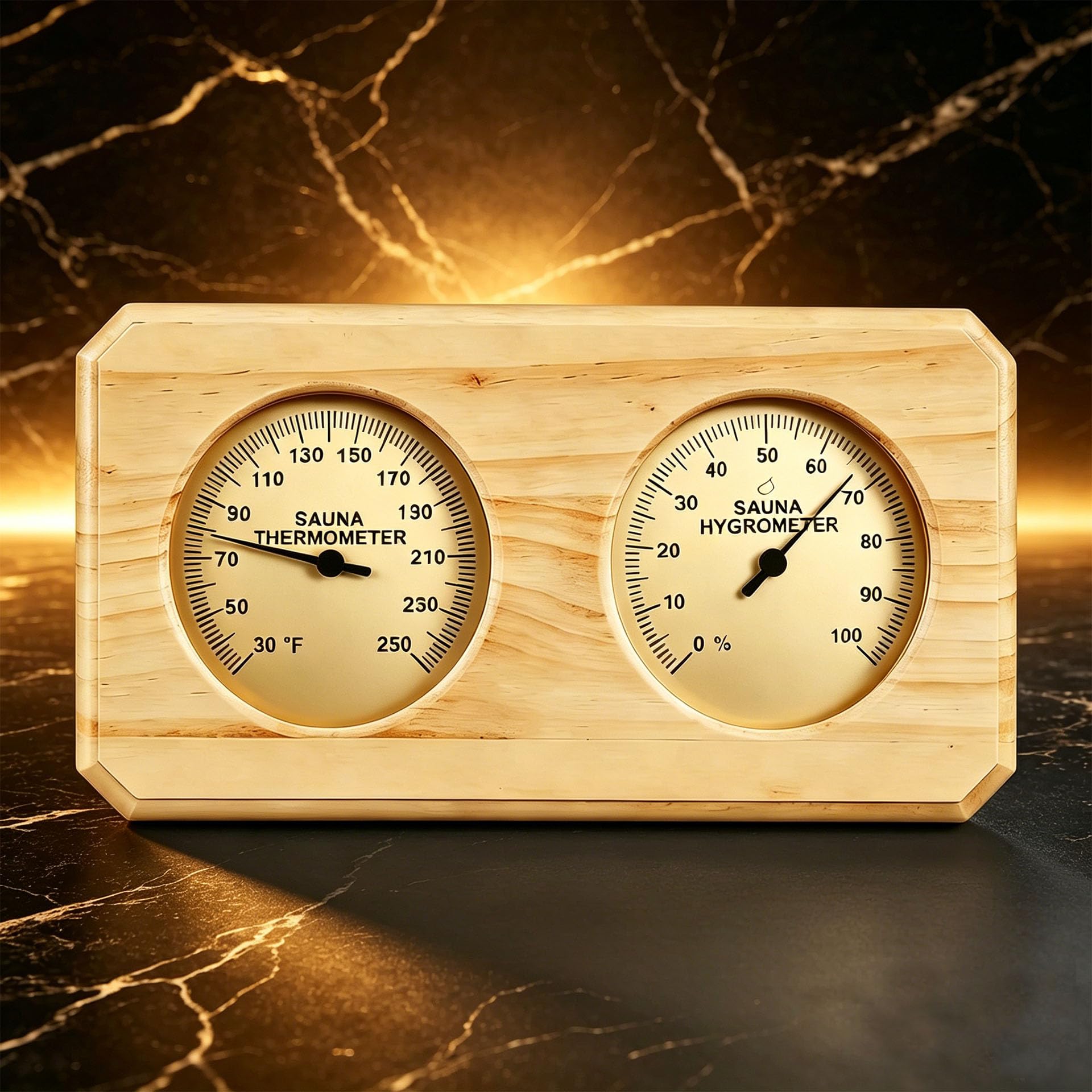 Thermomètre hygromètre de sauna en bois de pin traditionnel double jauge mural