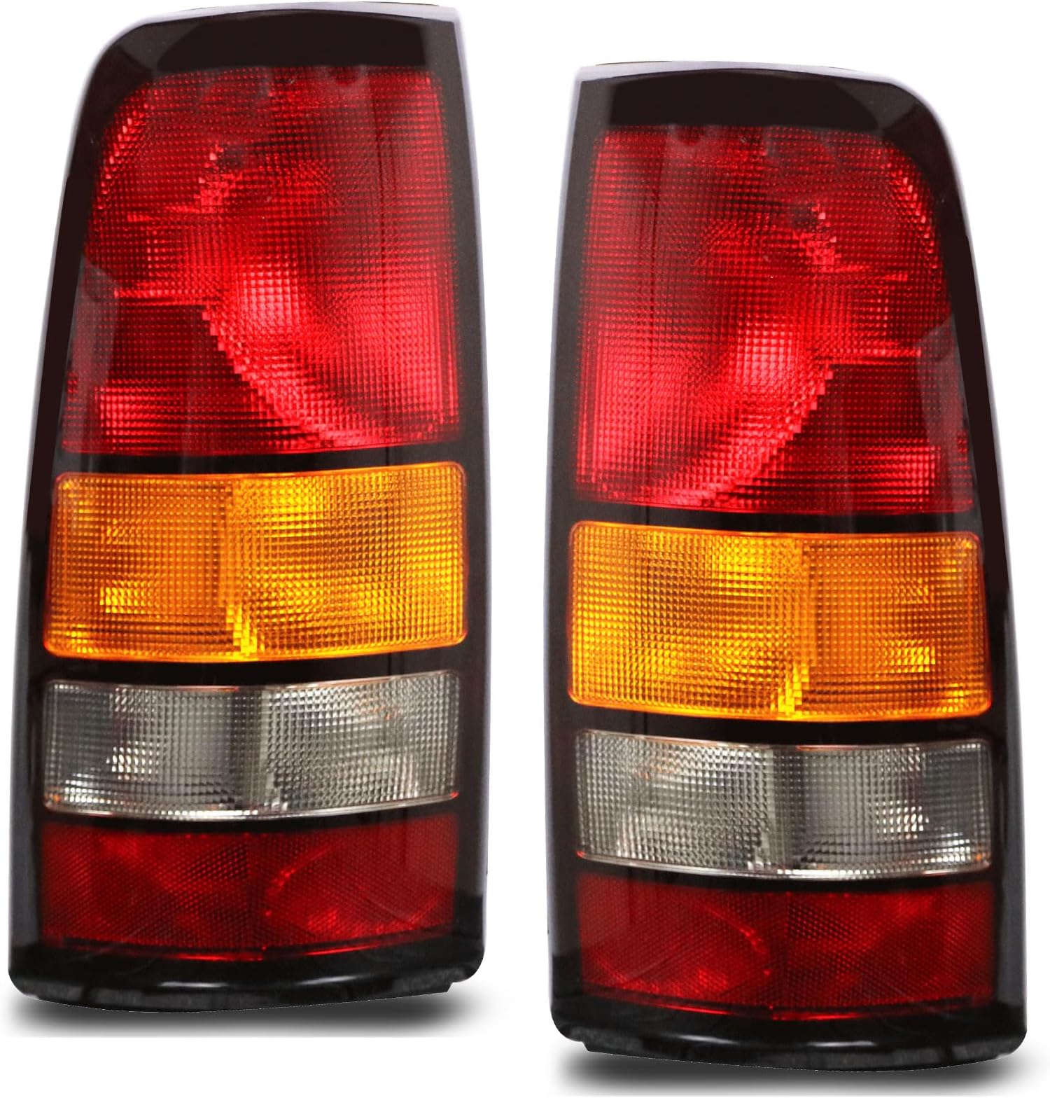 Tail Lights Compatible With 1999-2002 Chevy Silverado 1999-2006 GMC Sierra 1500 2500 3500 1500 HD 2500HD Driver and Passenger Side Taillights Rear Lamp without Bulb (Black Border)