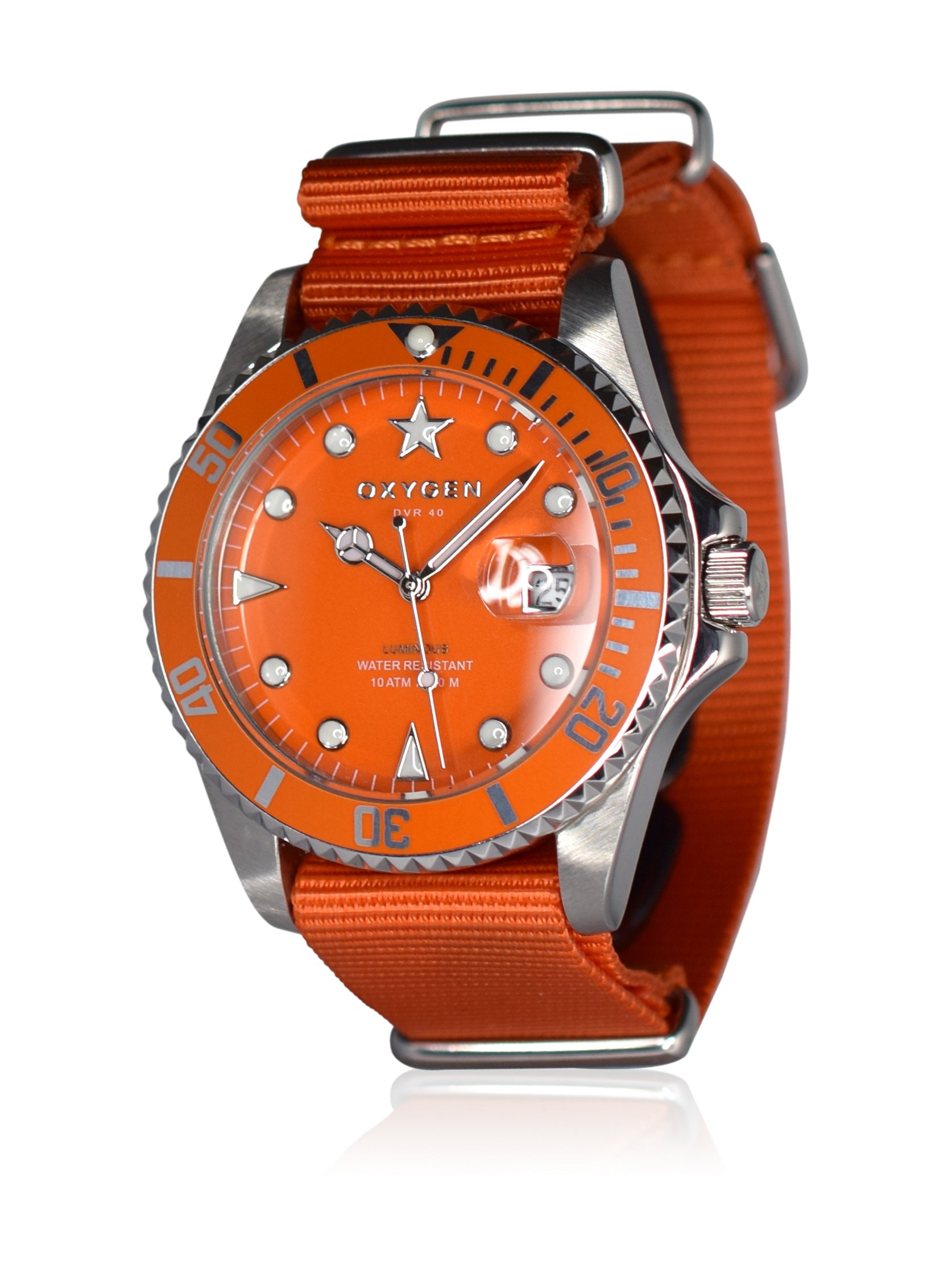 OxygenSea Star 40 Unisex Quartz Watch with Orange Dial Analogue Display and Orange Nylon Strap EX-D-SEA-40-OR