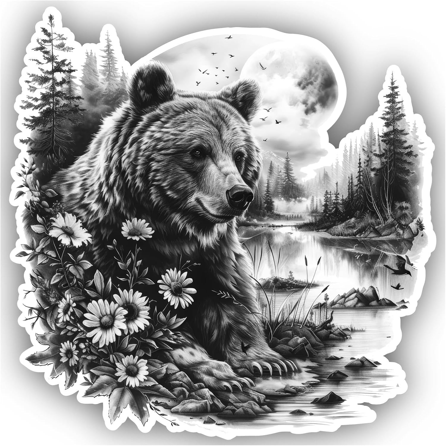 Brown Bear in Forest Scene