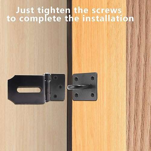Miniatura 5 de Piutouyar Cerradura de cerrojo de puerta de 90 grados en ángulo recto, cerrojo de seguridad, cierre de puerta de acero inoxidable resistente, con