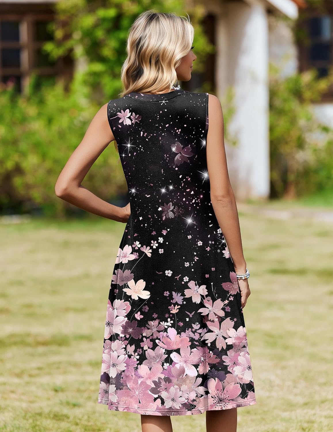 Zeagoo Women Summer Casual Dress 2026 Sleeveless Midi Tank Sundress with Pockets V Neck Buttons Pleated A Line Tshirt Dress - Image 6