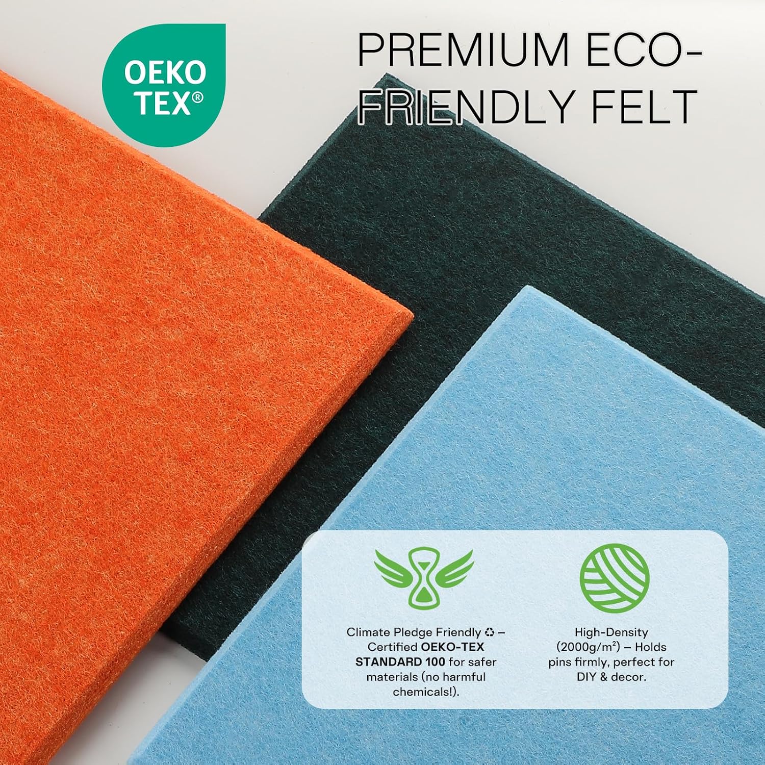 MaxGear Felt Bulletin Board 36" x 24", Orange Felt Wall Tiles Push Pins image 2