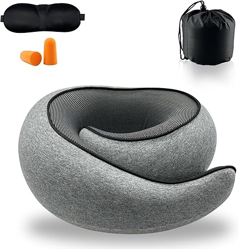 Vista 8 de Almohada de cuello avión, almohada de viaje, almohada de avión, almohada de viaje de espuma viscoelástica, almohada de cuello de viaje para aviones