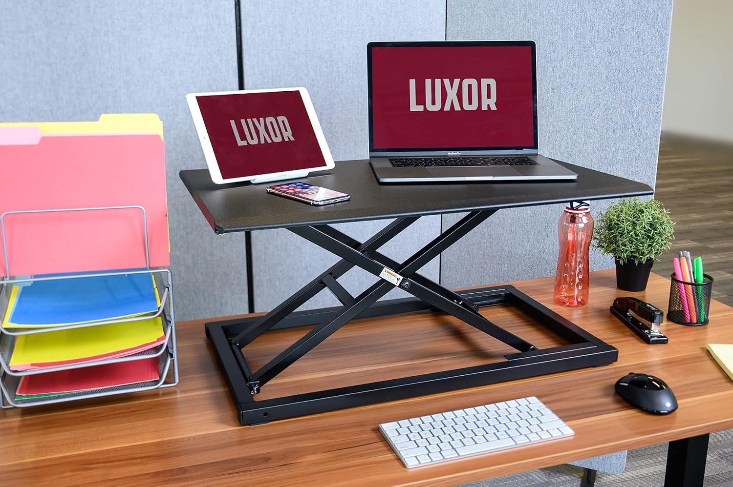 Black Pneumatic Adjustable Standing Desk Converter