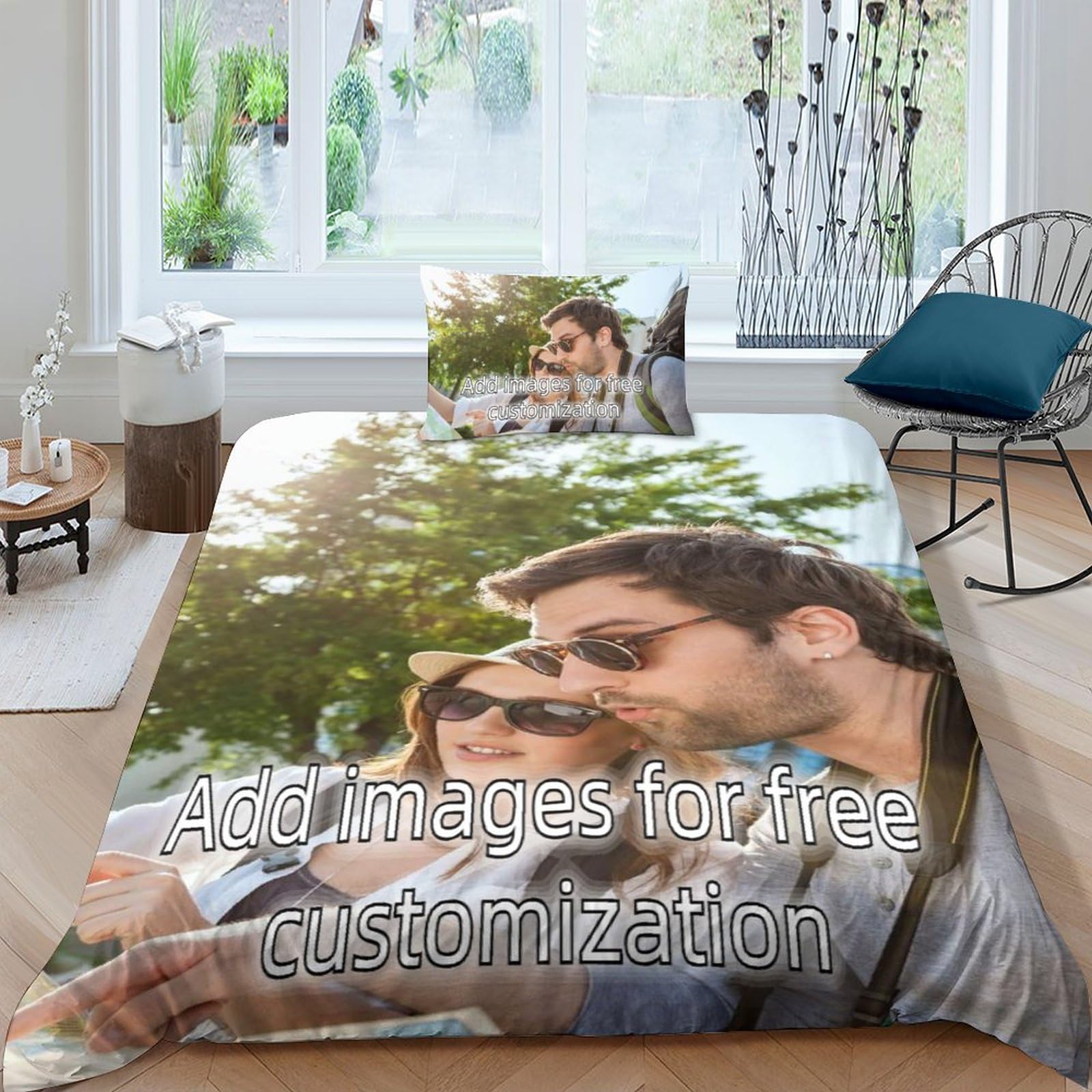 Ensemble de literie 3 pièces DIY imprimé 3D, le cadeau photo personnalisé idéal