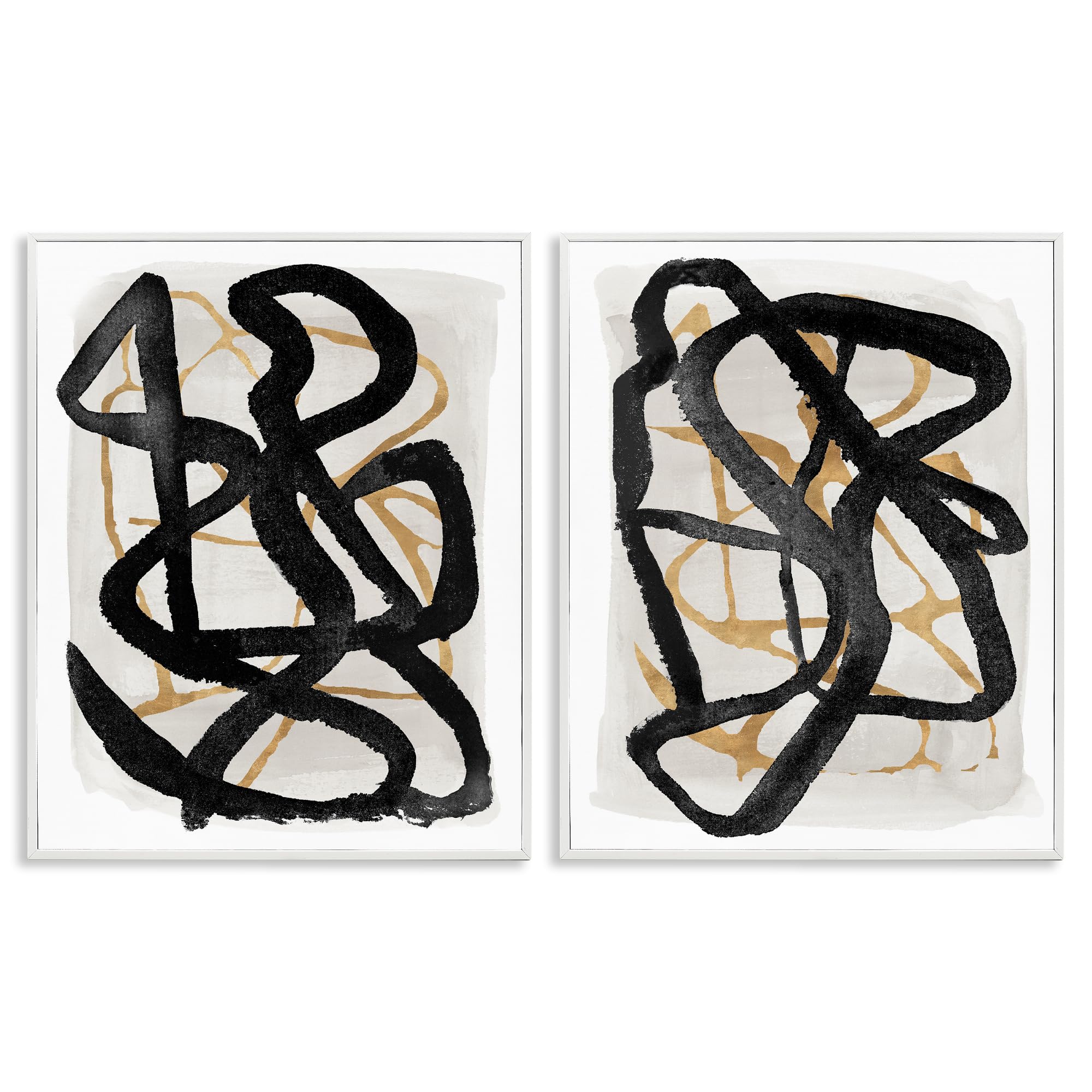 Stupell Industries Abstract Spirals Expression Flow 'Contemporary Hindsight Squiggles'| 2Pc Framed Giclee Art Set 2