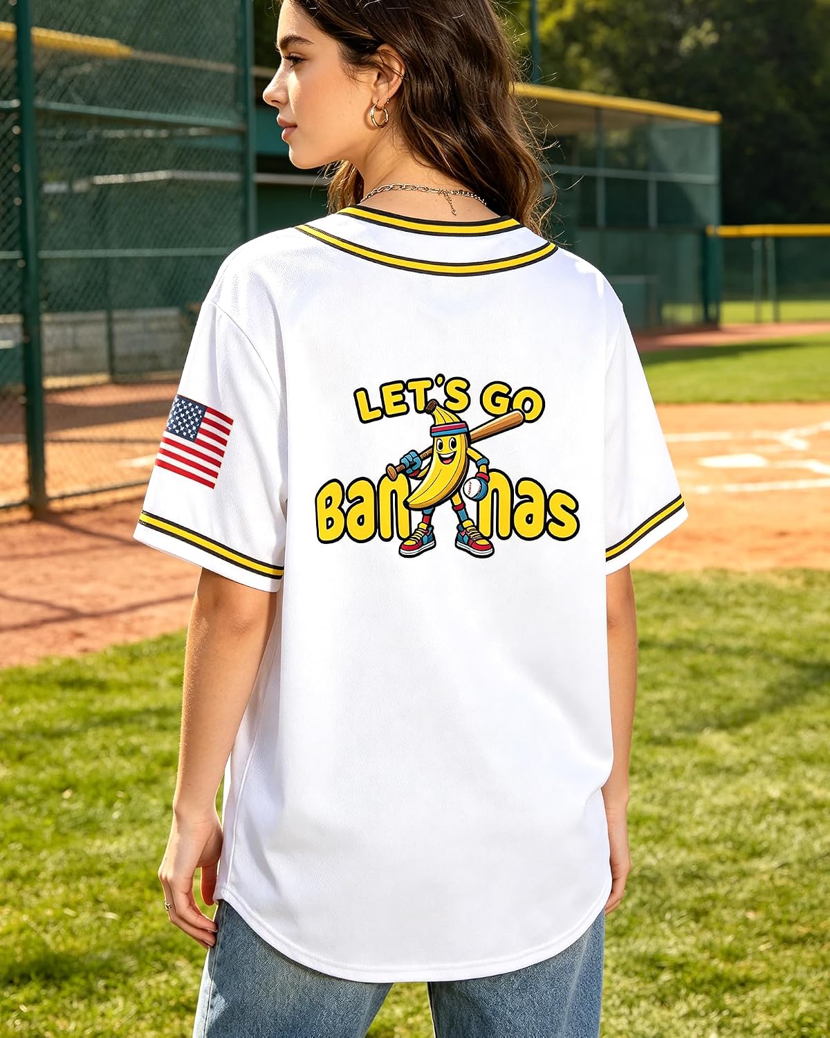 KPOP Women's Yellow Banana Baseball Jersey image 4
