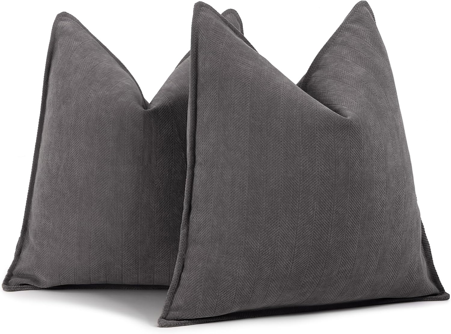 ZWJD Rustic Gray Pillow Covers 26x26 Set of 2 Chenille Throw Pillow Covers with Elegant Design Soft and Luxurious Decorative Throw Pillows for Couch, Bed, and Home Decor Rustic Gray 26" x 26" (Pack of 2)