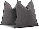 ZWJD Couvertures d'oreillers beiges 18x18 Ensemble de 2 Couvre-oreillers Chenille avec un design élégant et doux et des oreillers décoratifs luxueux pour le canapé, le lit et la décoration maison