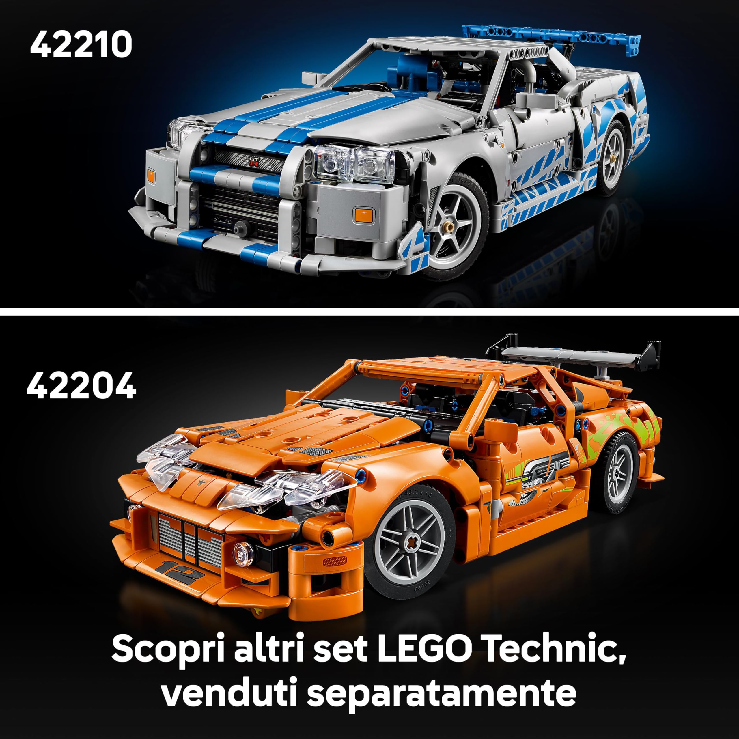 LEGO Technic Auto Nissan Skyline GT-R (R34) 2 Fast 2 Furious - Modellino da Costruire per Adulti con Funzione di Derapata, Sterzo, Sospensioni e un Motore a 6 Cilindri - Regalo da Collezione - 42210