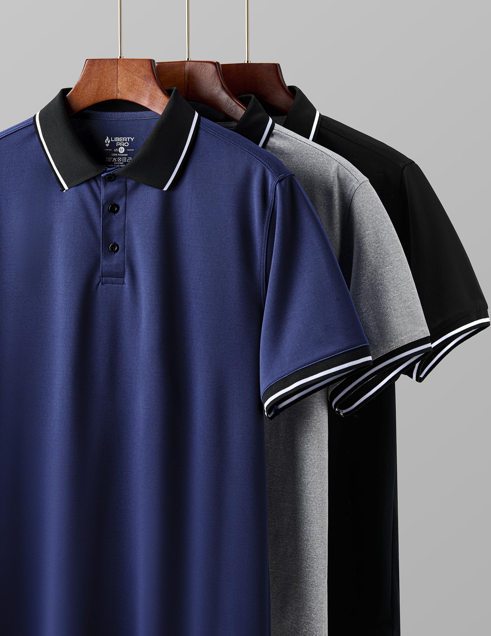 3-pak męskich koszulek golfowych z krótkim rękawem oddychające Dry Fit męskie koszulki polo Active, Neutralny, XL