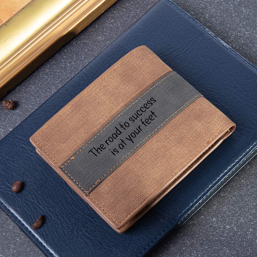 Custom Mens Leather Wallet for Father Men Personalized Photo Leather Wallets Mens Large Capacity Picture Wallet for Dad Boyfriend Father's Day (Type8-Text)