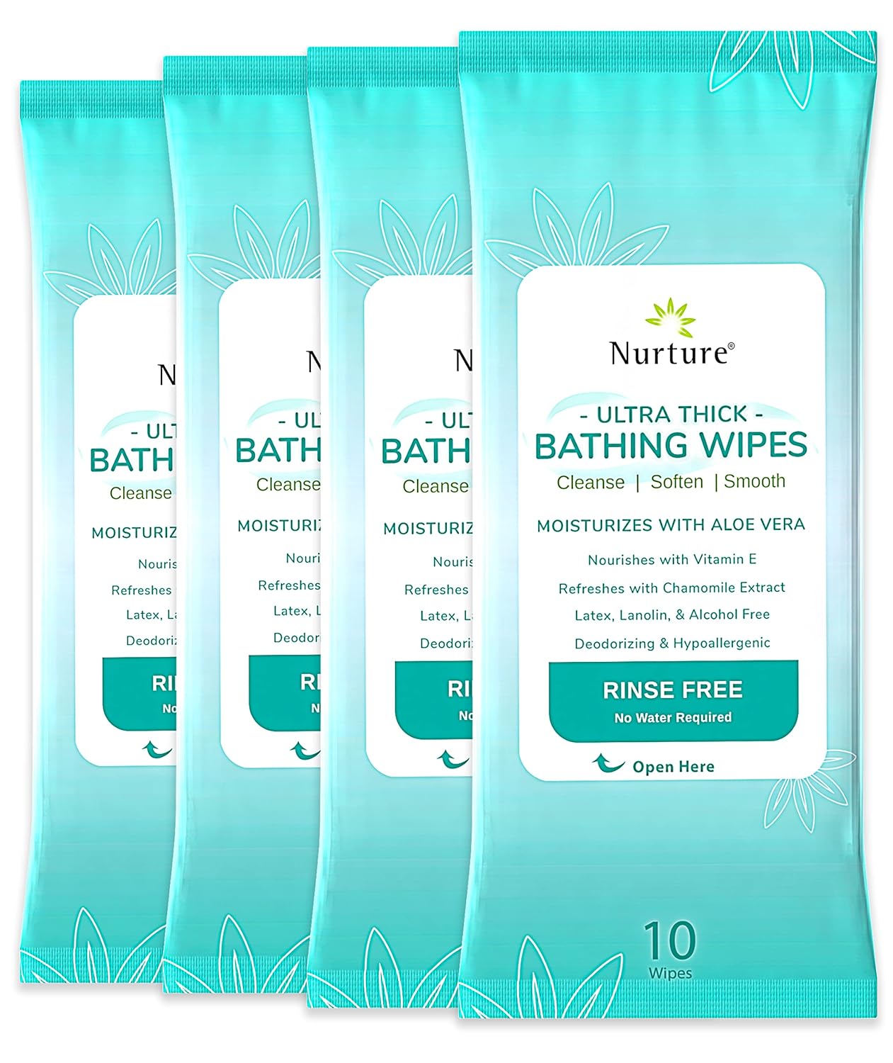 Nurture XL Ultra Thick Body Wipes for Adults w/Aloe | 40 Extra Large Disposable Cloth Wet Wipes | Cleansing No Rinse Bathing Washcloths, Waterless Shower | Adult Bath Wipe for Women, Men & Elderly