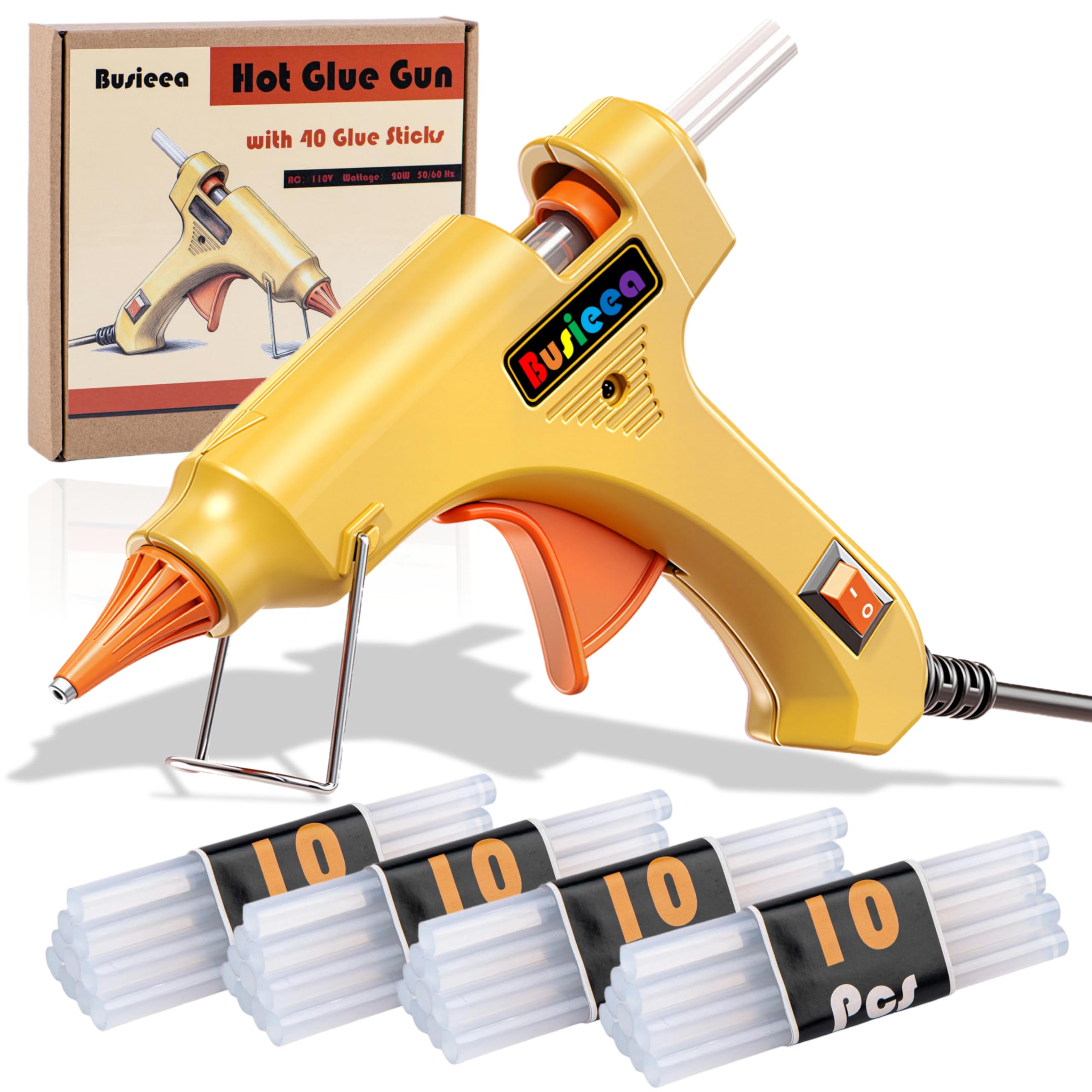 Hot Glue Gun Kit with 40 Glue Sticks, Fast Preheating Hot Melt, High Temp for School Crafts DIY Arts and Quick Home Repairs (20w)