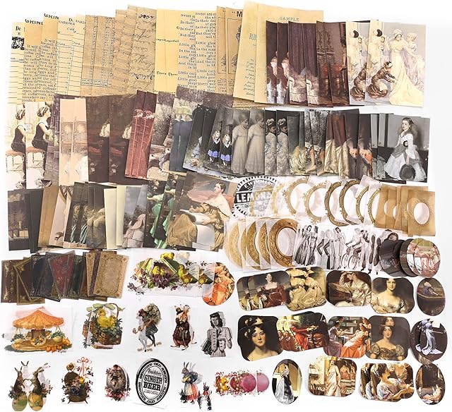 200 Pcs Scrapbook Stickers Vintage Sticker Set Vintage Portrait Material Scrapbooking Supplies Retro Scrapbook Stickers Paper Pack Self-Adhesive DIY Craft Kits Collage Decor for Journal Notebook Card