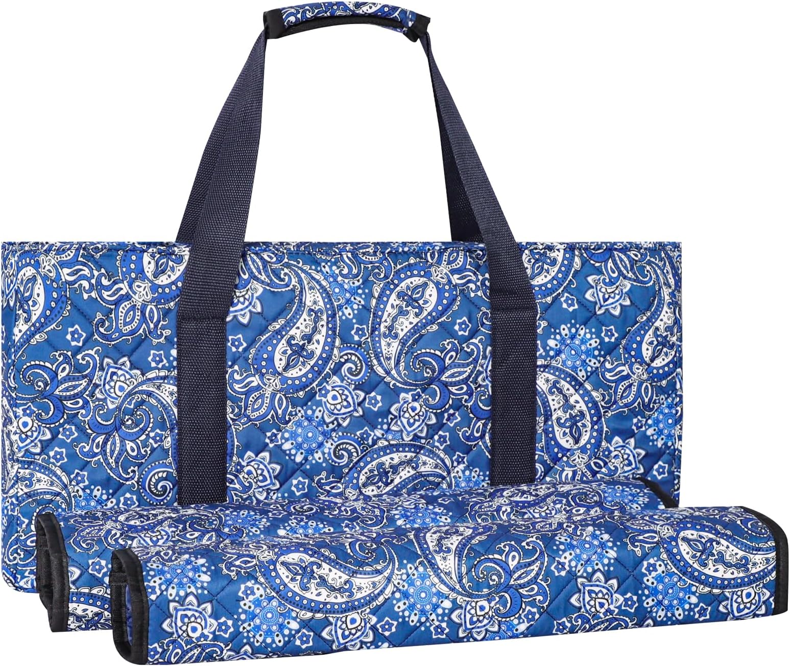 Empty Mahjong Bag, Blue Printed Soft American Mahjong Bag(Case Only, Mahjongg Tiles, Trays and Mah Jong Racks/Pushers not Include)