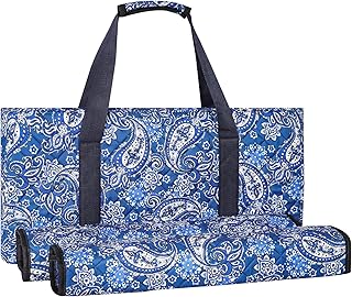 Empty Mahjong Bag, Blue Printed Soft American Mahjong Bag with Two Wrappers (Case Only, Mahjong Tiles, Trays and Mah jong Racks/Pushers not Include)