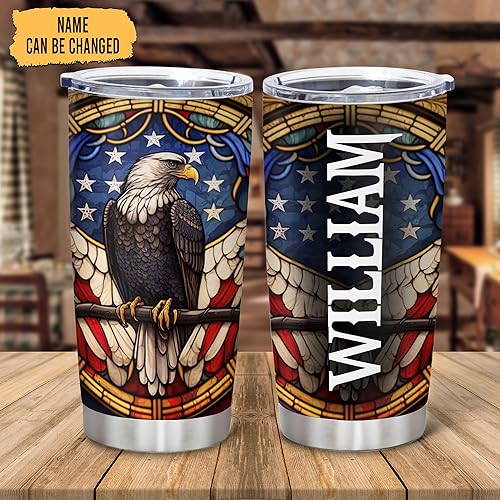 Miniatura 2 de Hyturtle Vaso de la bandera de Estados Unidos personalizado de los águilas de Estados Unidos, de acero inoxidable, con aislamiento, taza de viaje