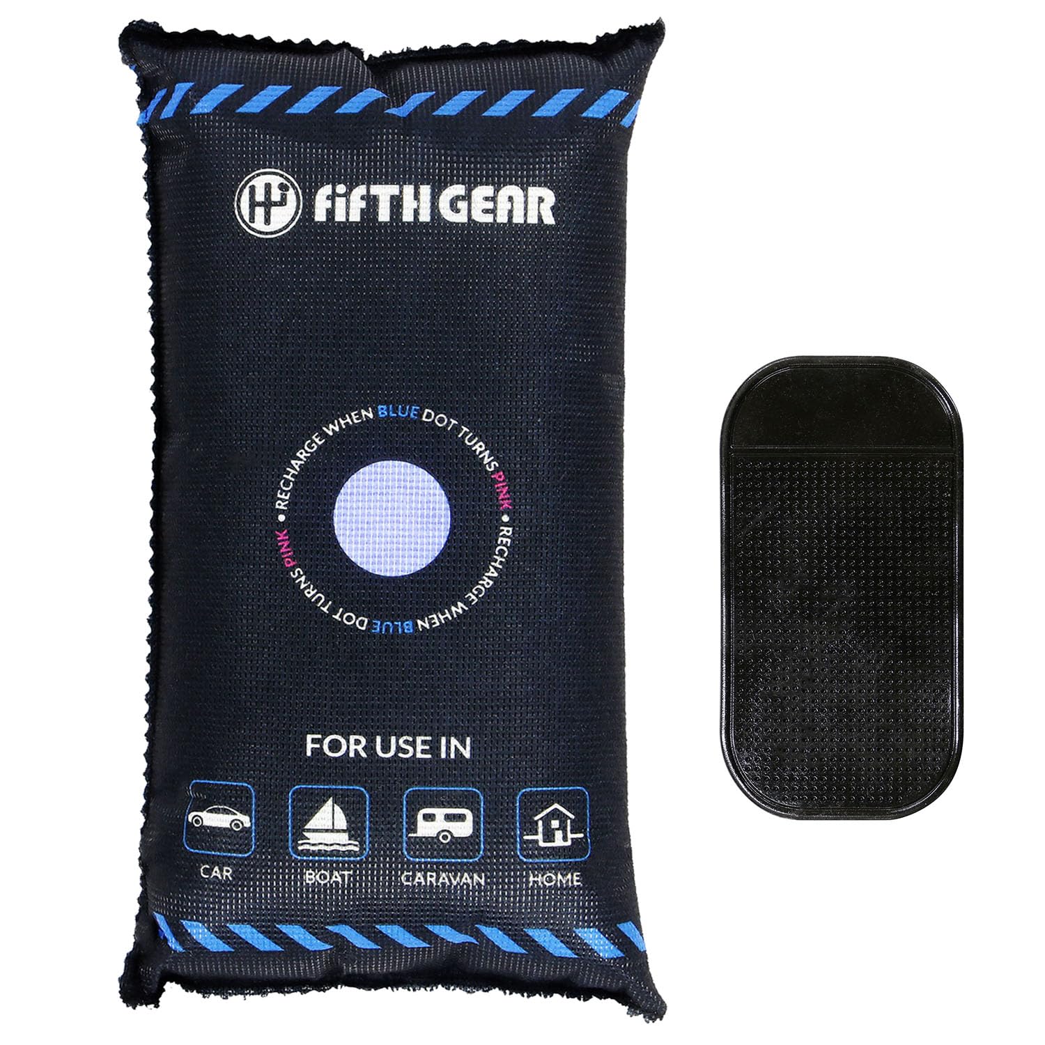 Fifth Gear 1kg Silica Gel Car Dehumidifier, Dry Air, Reusable Moisture Absorber Bag, Automotive Dehumidifier, Keep Windows Fog-Free. Prevents Condensation and Mold, Includes 1 x Anti Slip Mat