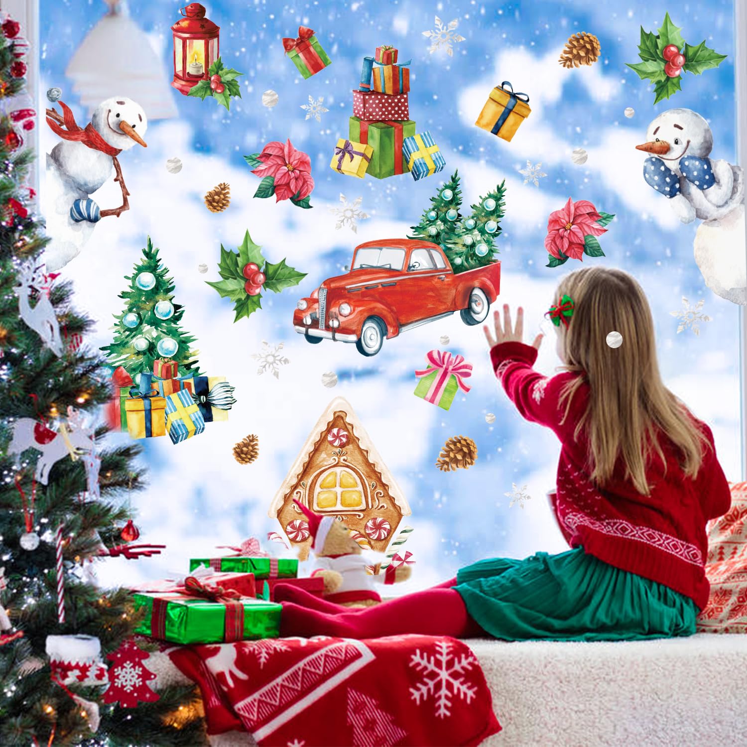 Amazon.co.jp: DERAYEE クリスマスステッカー 静電気シール 剥がせる