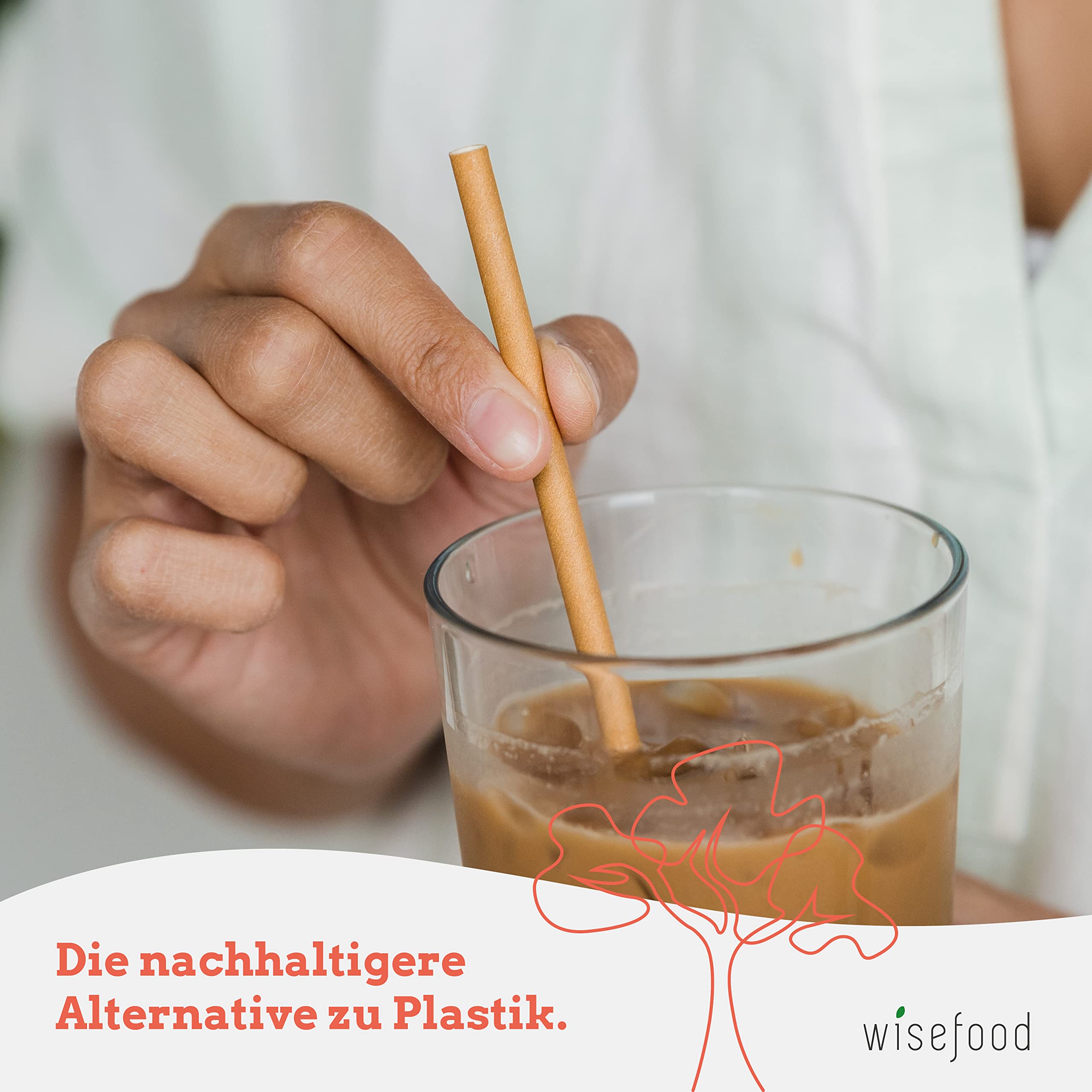 Cannucce Di Carta Biodegradabili 100 Pezzi - Diametro 8mm, Lunghezza 24cm, Colore Marrone - Foto 6