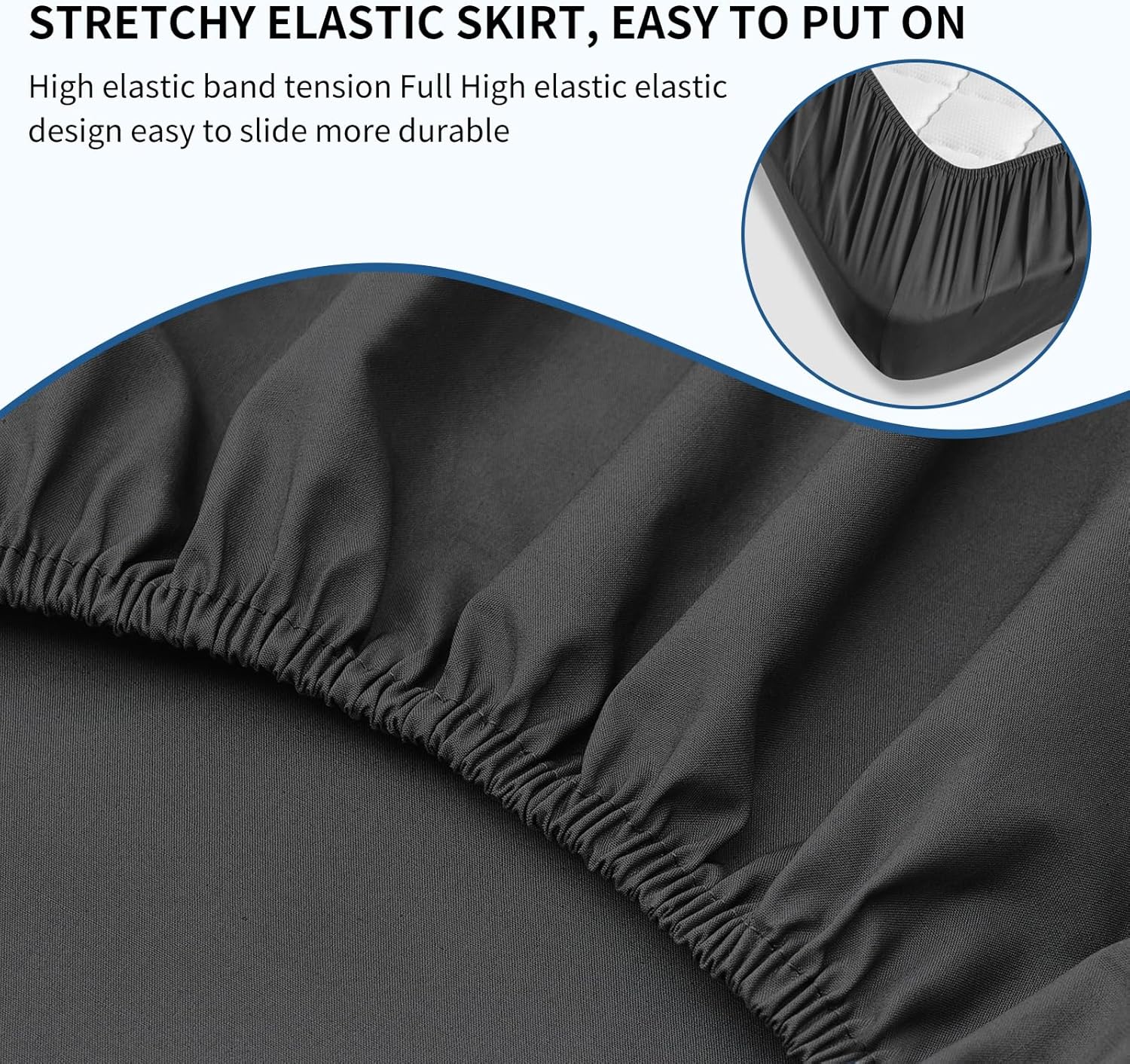 16" Prewashed Deep Pocket Fitted Sheet King Size - Pack of 2 Bed Sheet - Soft Brushed Microfiber - Fits up to 16 inch Mattress - Breathable, Wrinkle Free, Fade Resistant,Easy Care (Black,72 * 80)