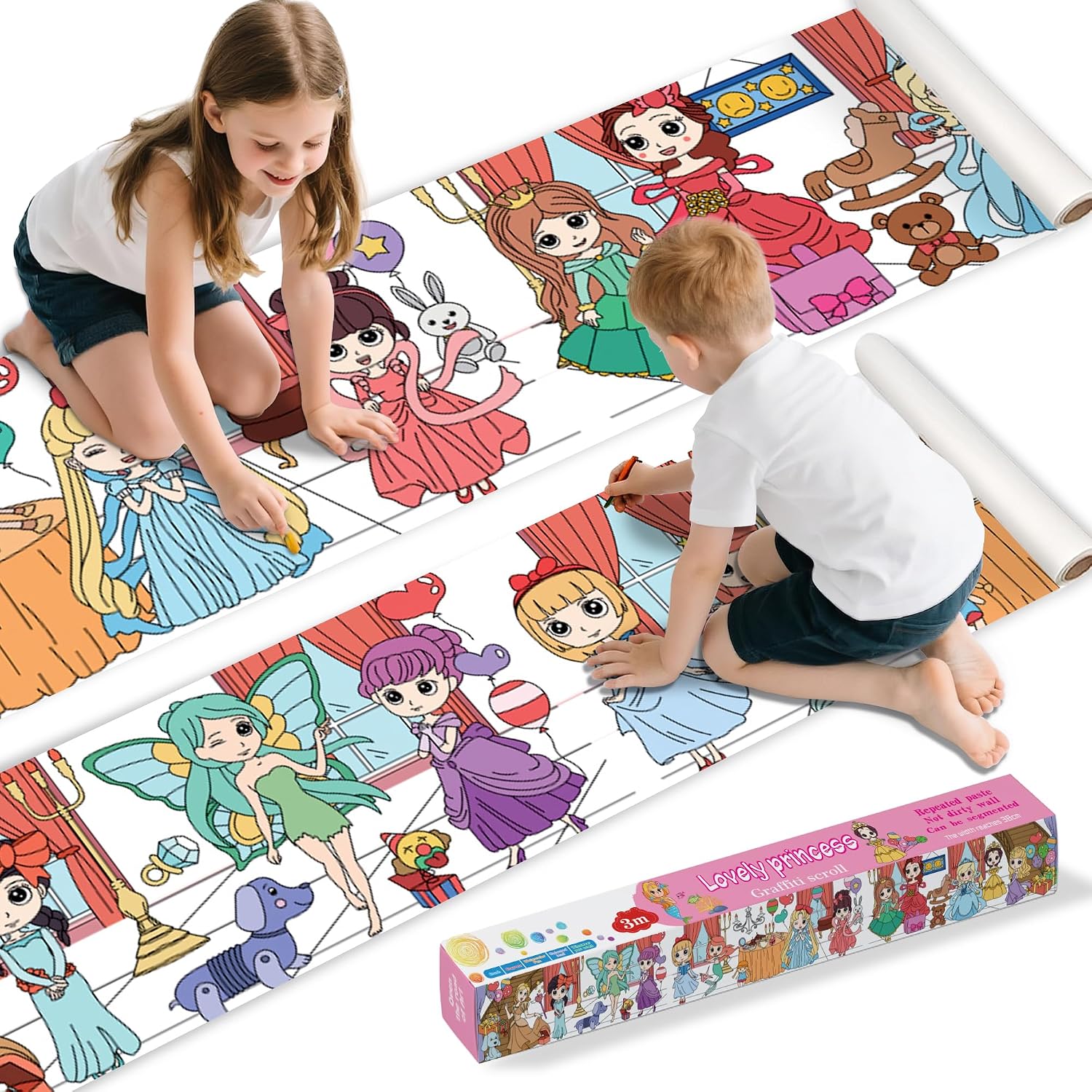Giant Sticky Coloring Paper Roll for Kids，Long Coloring Paper Roll for Kids
