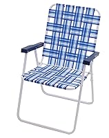 Vista 3 de Rio Brands 16" Extended Height and Seat Back Folding Web Lawn Chair, Blue/White