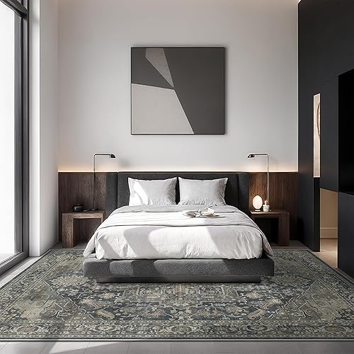 Miniatura 230 de Rugland Alfombras de área de 8 x 10, alfombra lavable resistente a las manchas, alfombras antideslizantes para sala de estar, alfombras tribales