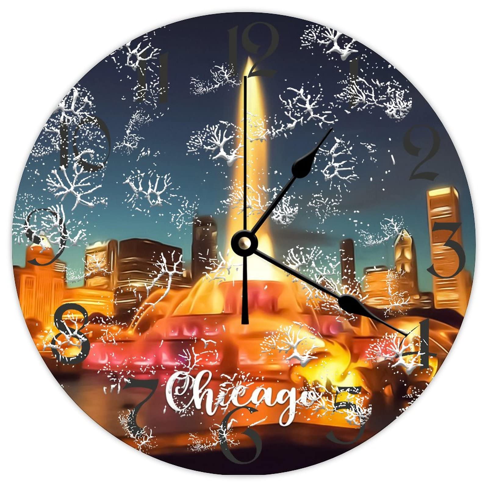 Horloge ronde en bois Chicago Clocks 38 cm de style ferme rustique