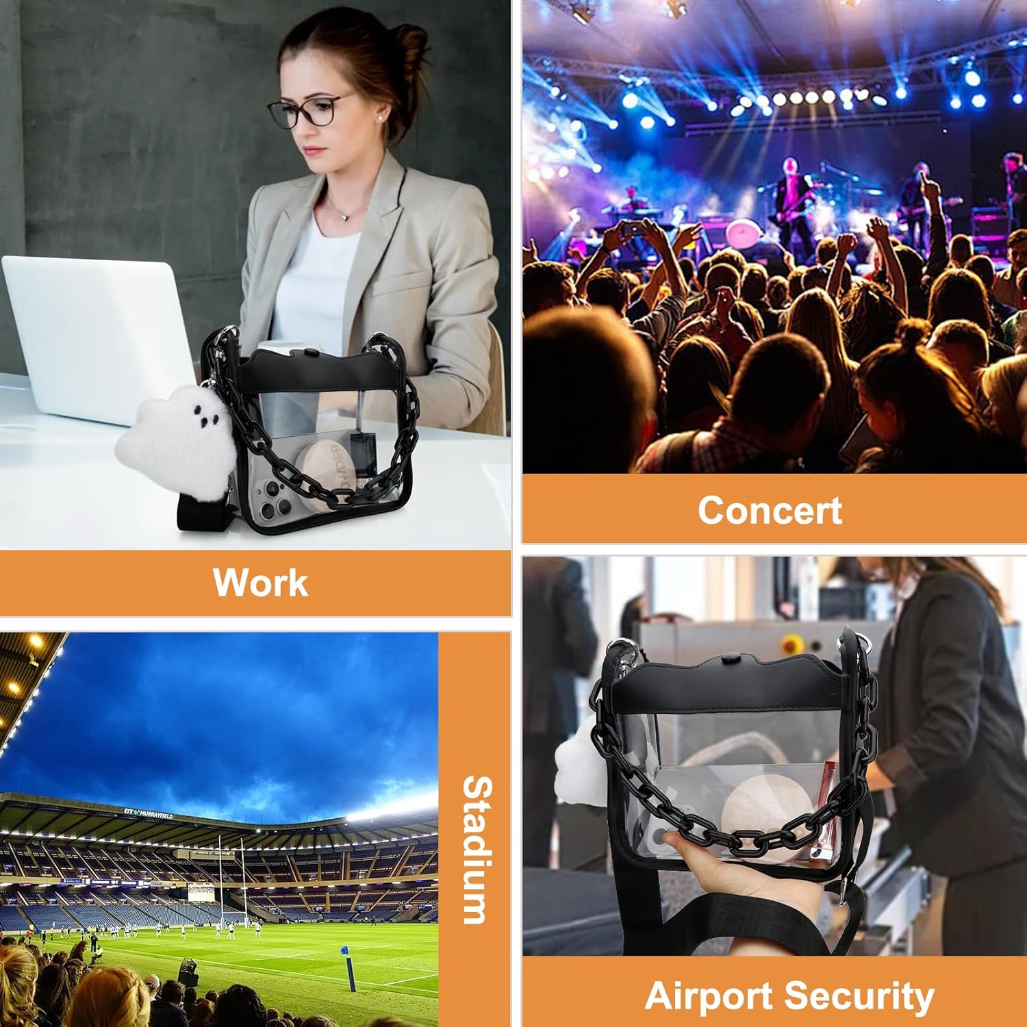 Clear Bag Stadium Approved, Small Crossbody Bag for Concerts Sports Events, Clear Clutch Purses for Women - Image 2