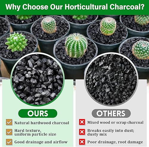 Miniatura 4 de Legigo Carbón hortícola natural de 10 cuartos de galón - Carbón vegetal de madera dura activado para enmienda del suelo, suelo de bonsái